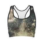 Full Moon And Night Stars Print Women's Sports Bra