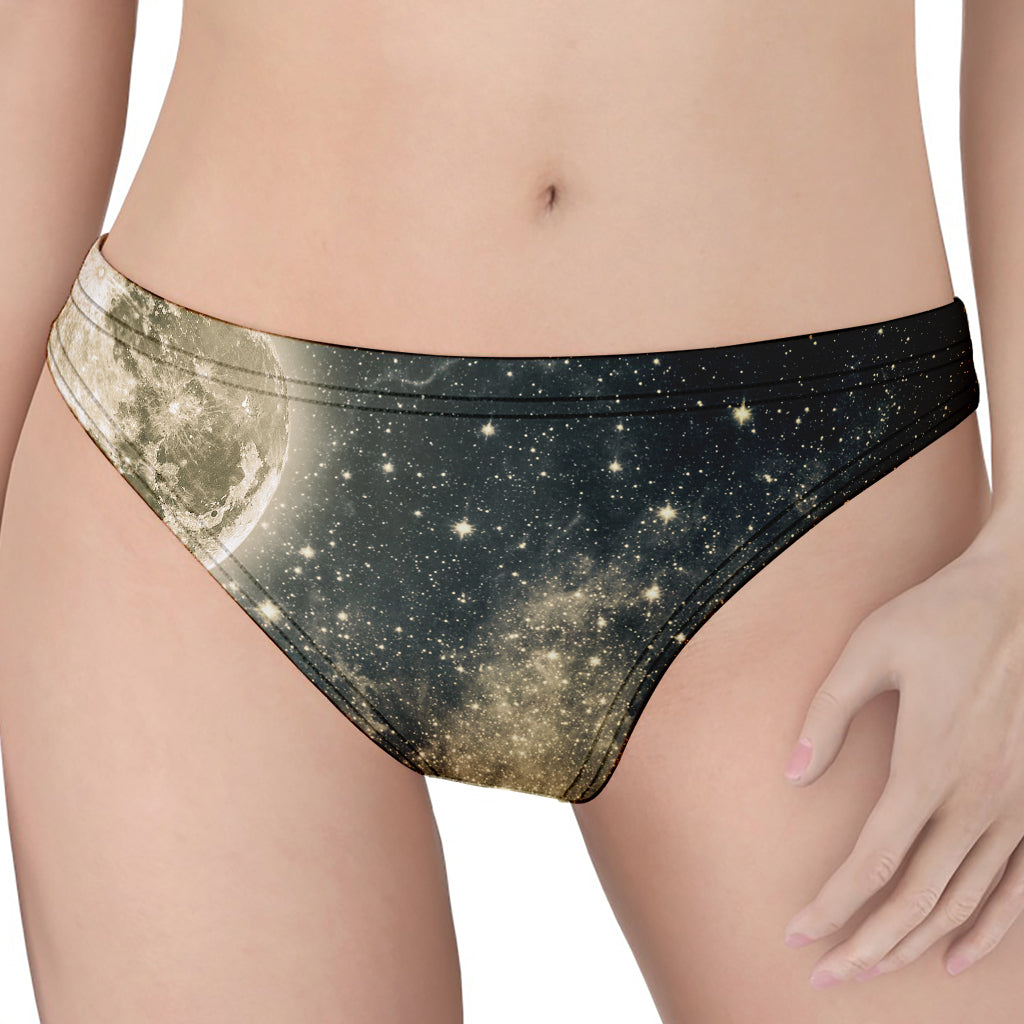 Full Moon And Night Stars Print Women's Thong