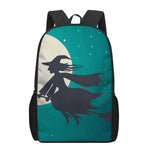 Full Moon Halloween Flying Witch Print 17 Inch Backpack