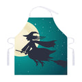 Full Moon Halloween Flying Witch Print Adjustable Apron