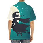 Full Moon Halloween Flying Witch Print Aloha Shirt