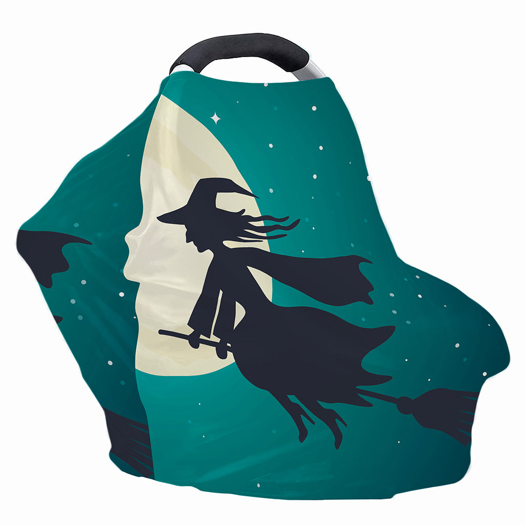 Full Moon Halloween Flying Witch Print Baby Seat Cover