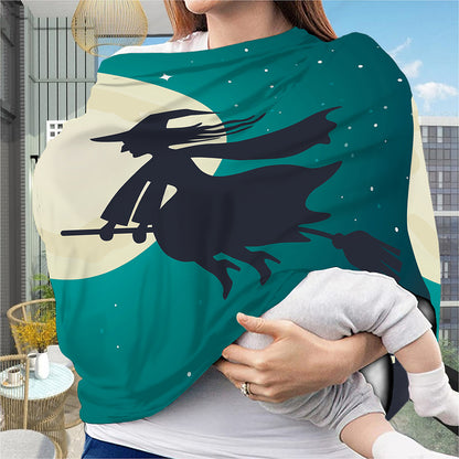 Full Moon Halloween Flying Witch Print Baby Seat Cover