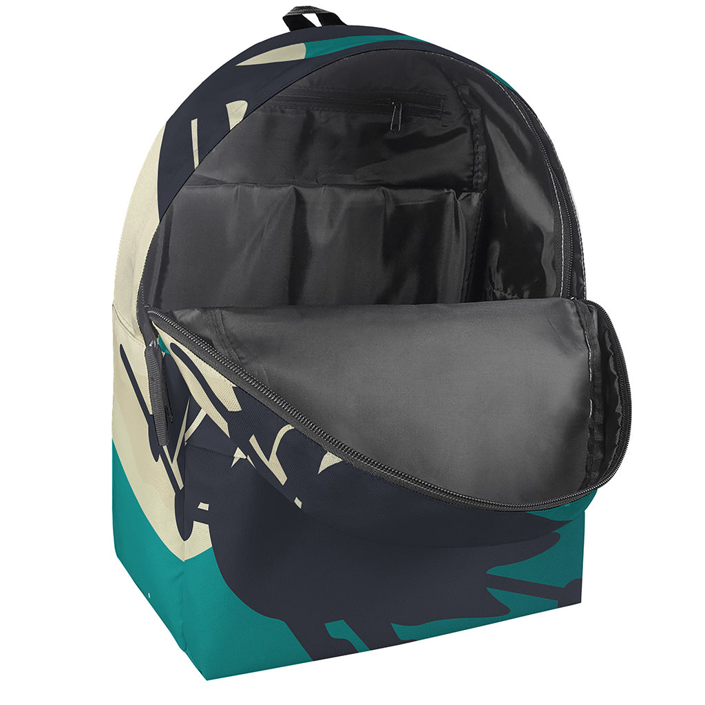 Full Moon Halloween Flying Witch Print Backpack