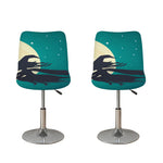 Full Moon Halloween Flying Witch Print Bar Stool Covers