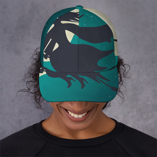 Full Moon Halloween Flying Witch Print Baseball Cap