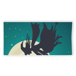 Full Moon Halloween Flying Witch Print Beach Towel