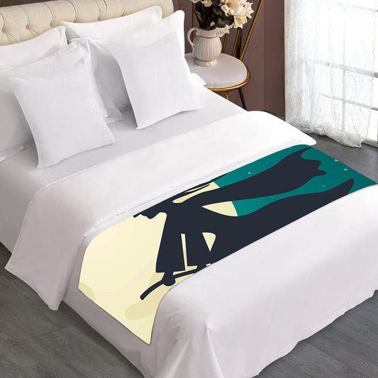 Full Moon Halloween Flying Witch Print Bed Runner