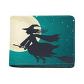 Full Moon Halloween Flying Witch Print Bifold Wallet