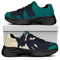 Full Moon Halloween Flying Witch Print Black Chunky Shoes