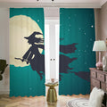 Full Moon Halloween Flying Witch Print Dimout Pencil Pleat Curtains