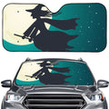 Full Moon Halloween Flying Witch Print Car Windshield Sun Shade
