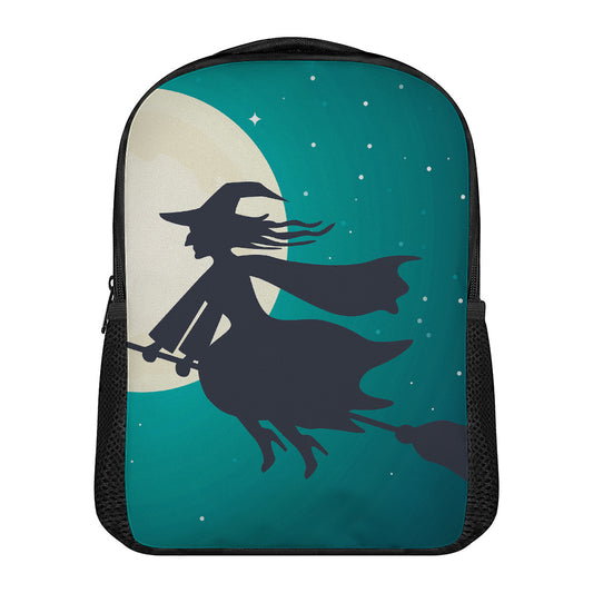 Full Moon Halloween Flying Witch Print Casual Backpack