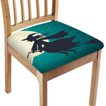 Full Moon Halloween Flying Witch Print Chair Cushion Cover