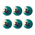 Full Moon Halloween Flying Witch Print Coaster Set