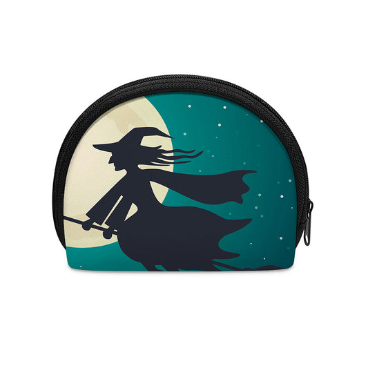 Full Moon Halloween Flying Witch Print Coin Purse