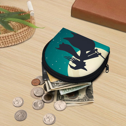Full Moon Halloween Flying Witch Print Coin Purse