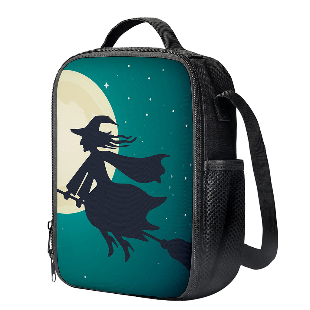 Full Moon Halloween Flying Witch Print Crossbody Lunch Bag