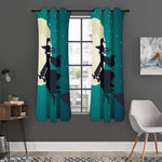 Full Moon Halloween Flying Witch Print Curtain