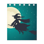 Full Moon Halloween Flying Witch Print Curtain