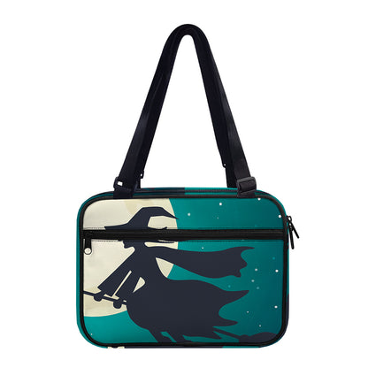Full Moon Halloween Flying Witch Print Double Strap Bible Bag