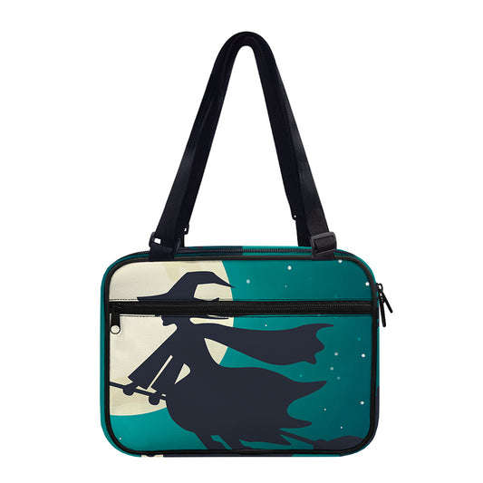 Full Moon Halloween Flying Witch Print Double Strap Bible Bag