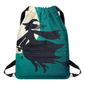 Full Moon Halloween Flying Witch Print Drawstring Backpack