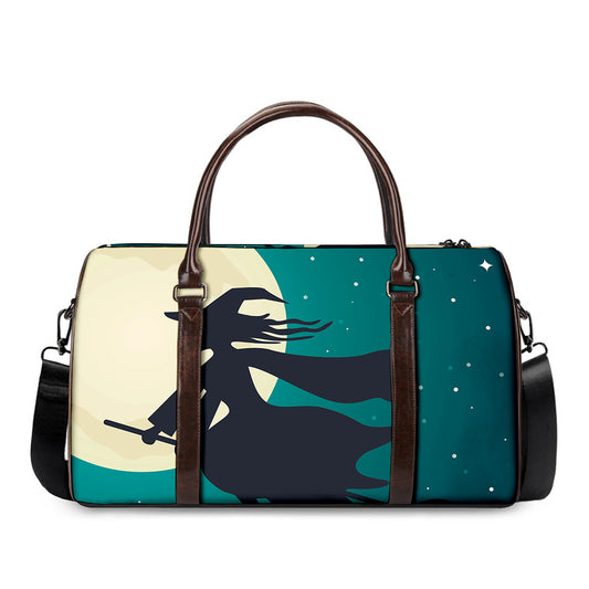 Full Moon Halloween Flying Witch Print Duffle Bag