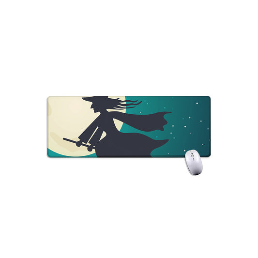 Full Moon Halloween Flying Witch Print Extended Mouse Pad