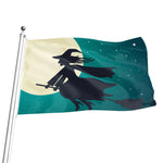 Full Moon Halloween Flying Witch Print Flag