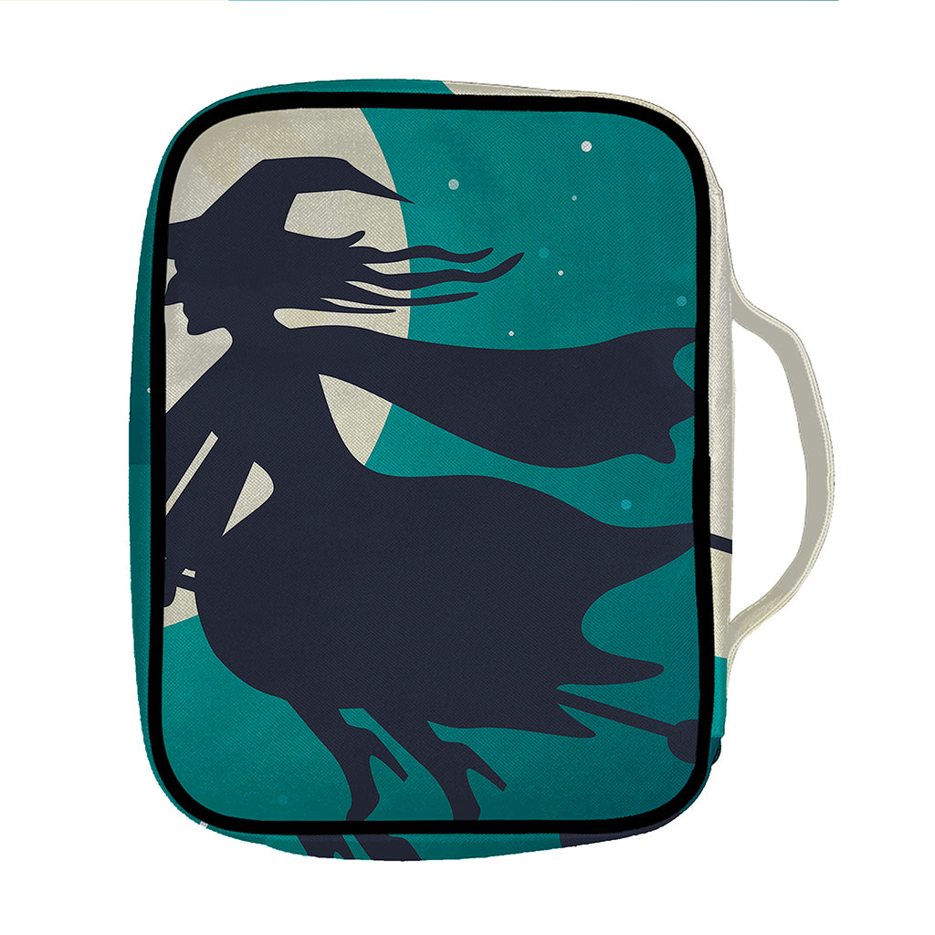 Full Moon Halloween Flying Witch Print Front Pocket Bible Bag
