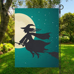 Full Moon Halloween Flying Witch Print Garden Flag