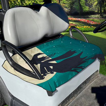 Full Moon Halloween Flying Witch Print Golf Cart Seat Cover
