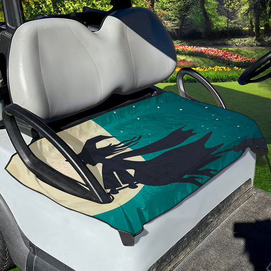 Full Moon Halloween Flying Witch Print Golf Cart Seat Cover