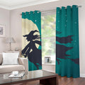 Full Moon Halloween Flying Witch Print Grommet Curtains