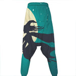 Full Moon Halloween Flying Witch Print Hammer Pants