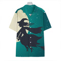 Full Moon Halloween Flying Witch Print Hawaiian Shirt