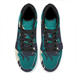 Full Moon Halloween Flying Witch Print High Top Leather Sneakers