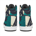 Full Moon Halloween Flying Witch Print High Top Leather Sneakers