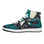 Full Moon Halloween Flying Witch Print High Top Leather Sneakers