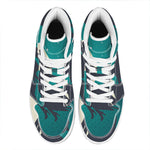 Full Moon Halloween Flying Witch Print High Top Leather Sneakers