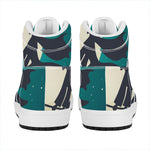 Full Moon Halloween Flying Witch Print High Top Leather Sneakers