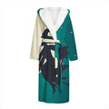 Full Moon Halloween Flying Witch Print Hooded Bathrobe