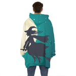 Full Moon Halloween Flying Witch Print Hoodie Blanket