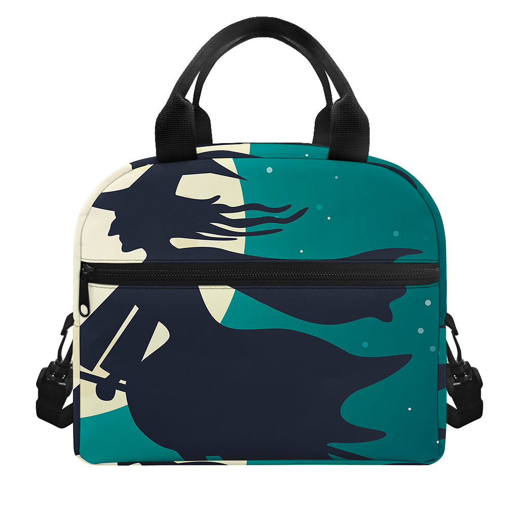 Full Moon Halloween Flying Witch Print Insulated Lunch Bag