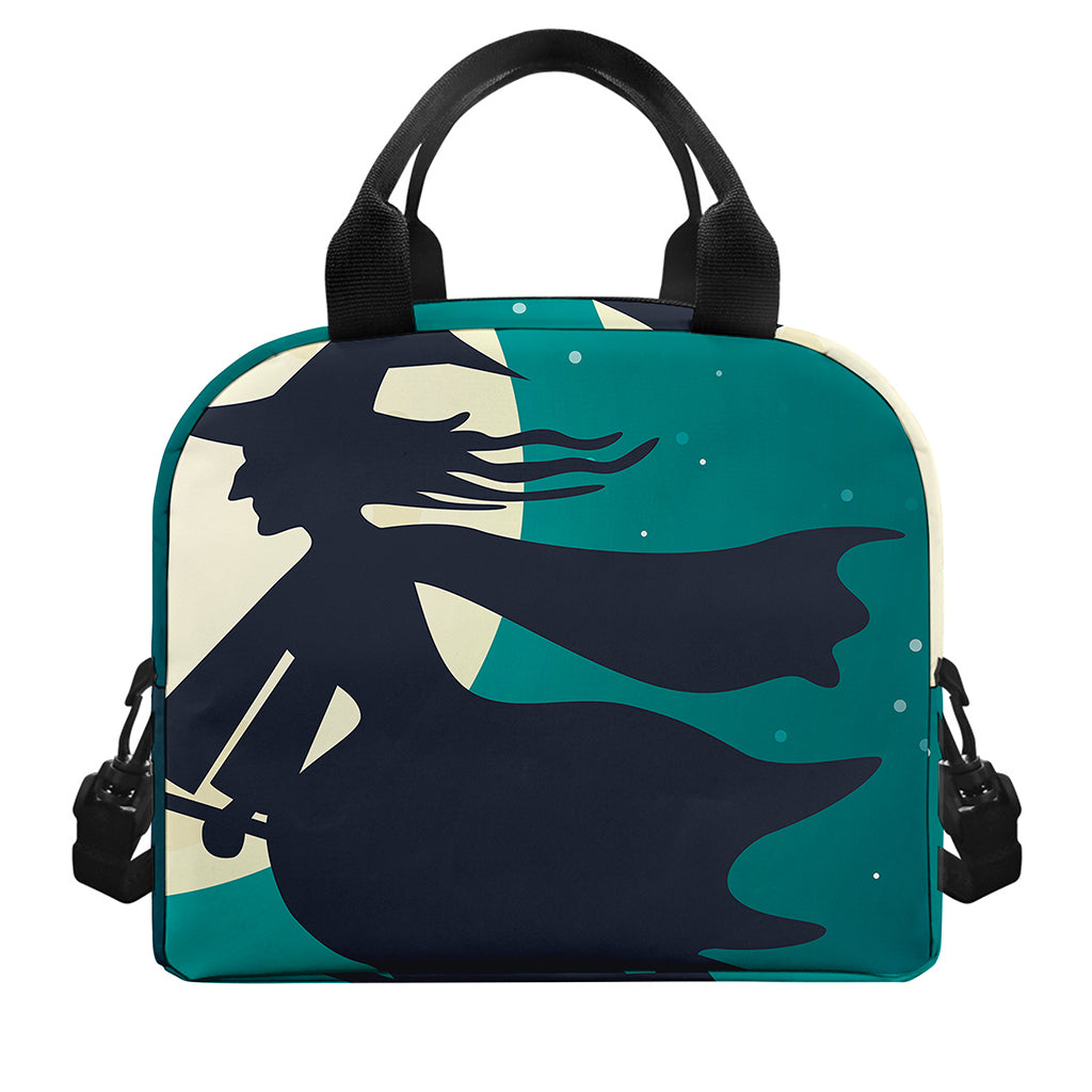 Full Moon Halloween Flying Witch Print Insulated Lunch Bag