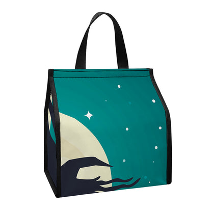 Full Moon Halloween Flying Witch Print Insulated Lunch Tote