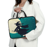 Full Moon Halloween Flying Witch Print Laptop Sleeve With Handle