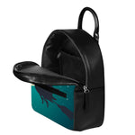 Full Moon Halloween Flying Witch Print Leather Backpack