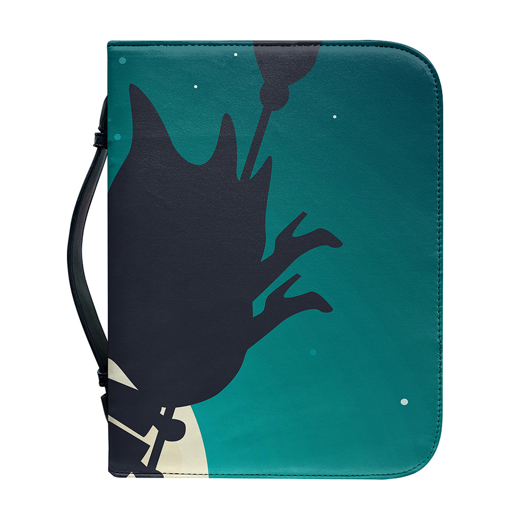 Full Moon Halloween Flying Witch Print Leather Bible Cover